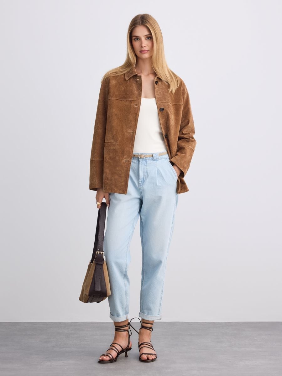Jeansy chino slim z paskiem Jeansy chino slim z paskiem - niebieski - MOHITO