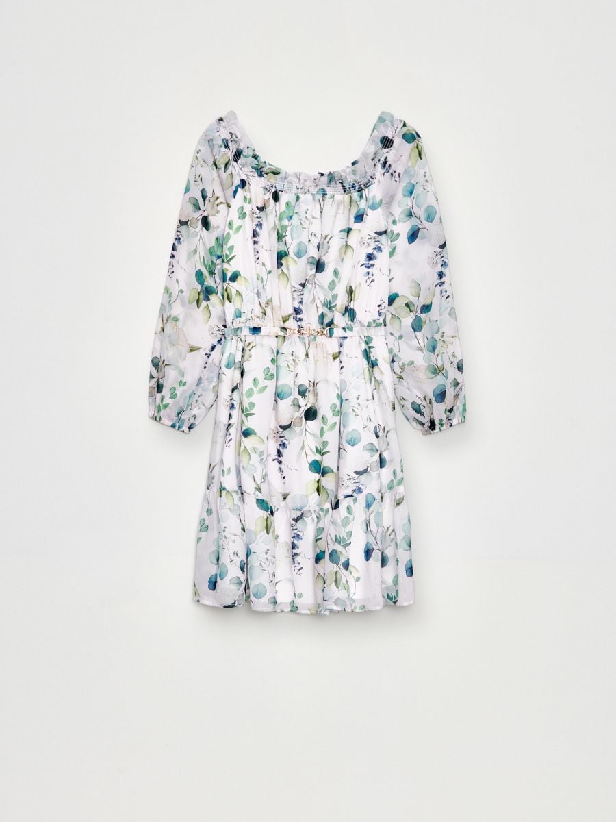 Sukienka mini w roślinny print - biały - MOHITO
