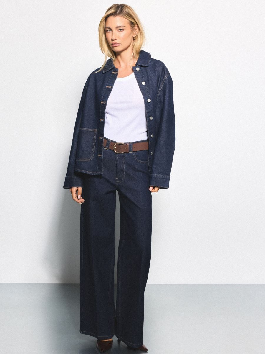Blugi wide leg - Bleu marin - MOHITO