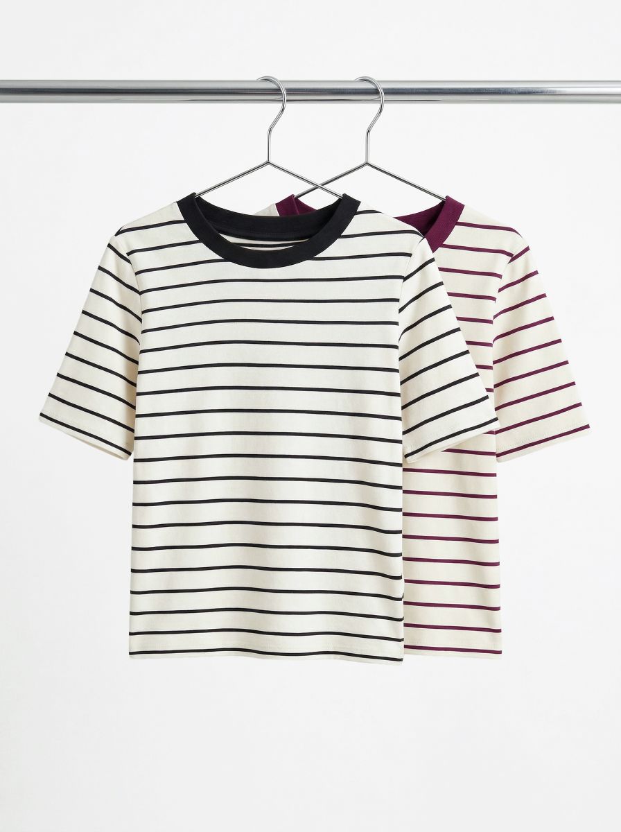 Bawełniany t-shirt w paski - czarny - MOHITO