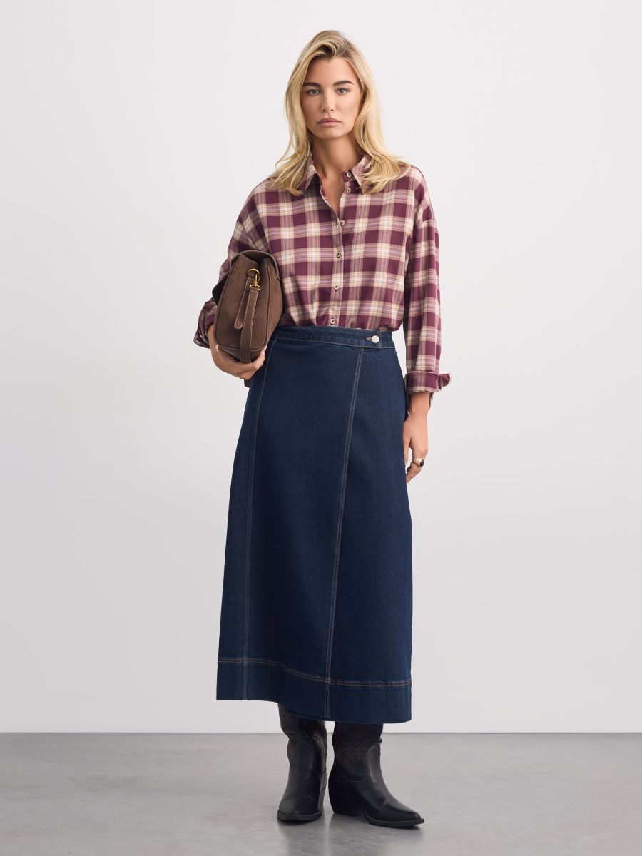 Jeansowa spódnica maxi - granatowy - MOHITO