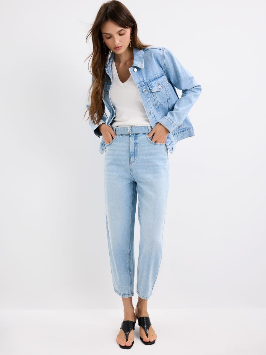 Jeansy balloon z paskiem Jeansy balloon z paskiem - niebieski - MOHITO