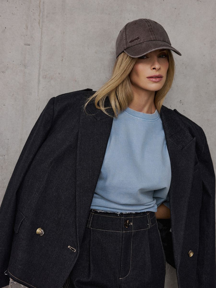 Błękitny t-shirt oversize - błękitny - MOHITO