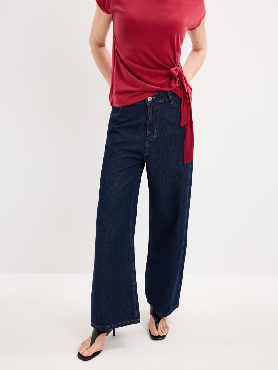 Blugi cu picioare largi - Bleu marin - MOHITO