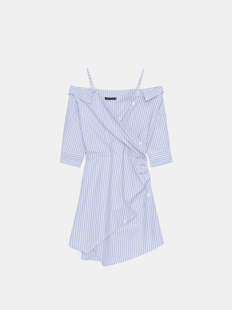 Sukienka mini z odkrytymi ramionami - błękitny - MOHITO