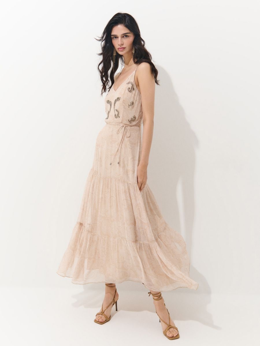 Rochie maxi din viscoză - Beige - MOHITO