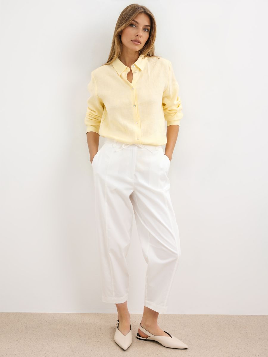 Spodnie slouchy - kremowy - MOHITO