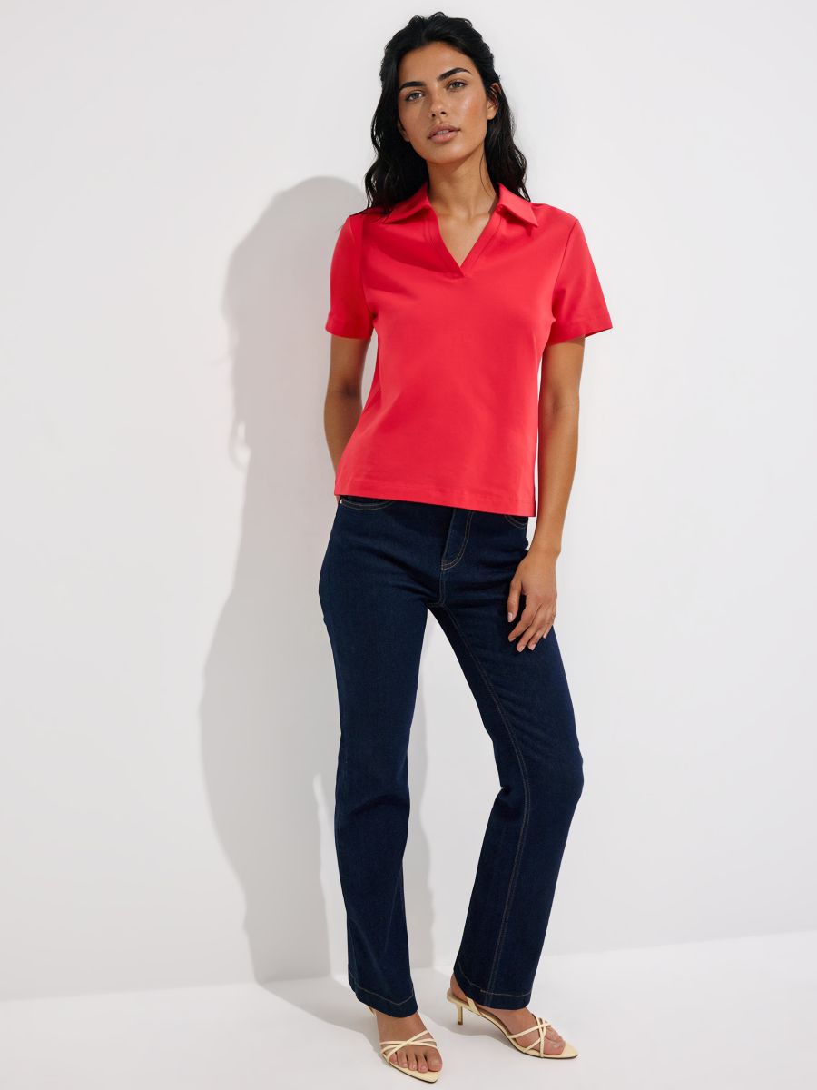T-shirt z kołnierzem polo - czerwony - MOHITO