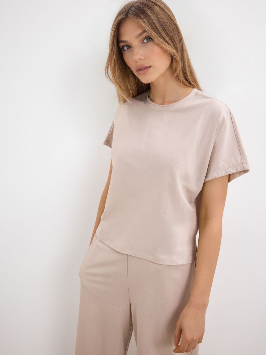 T-shirt kimono - beżowy - MOHITO