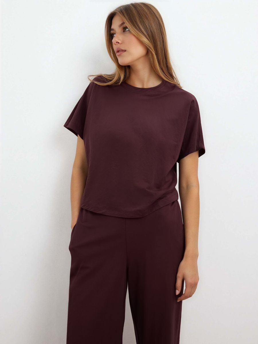 T-shirt kimono - kasztanowy - MOHITO