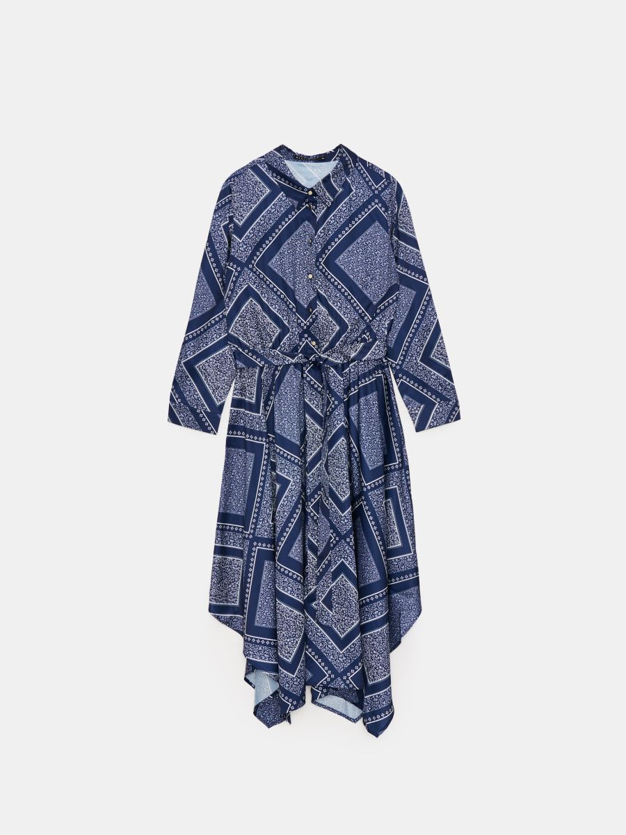 Rochie midi tip cămașă - Bleu marin - MOHITO