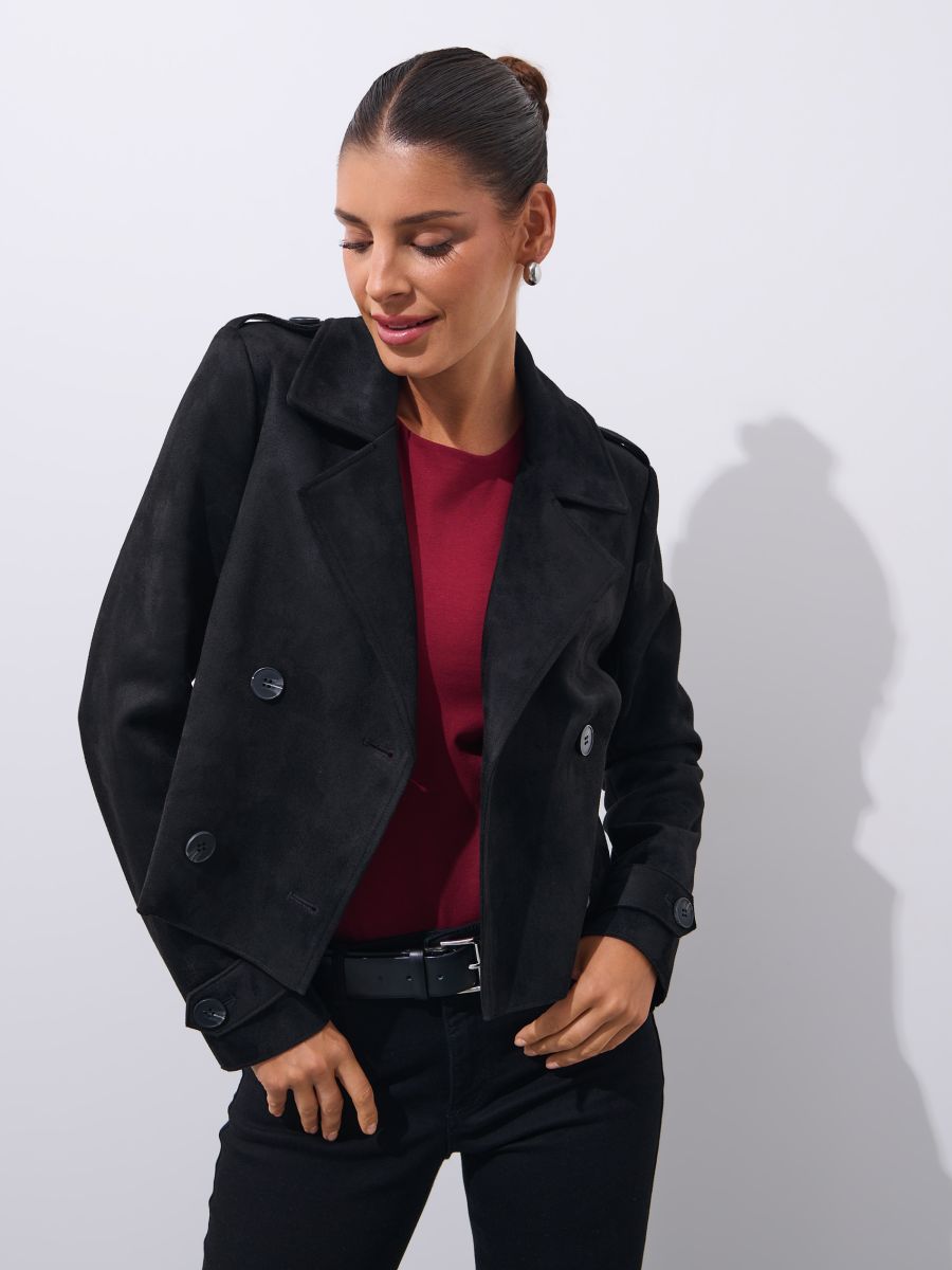 Krótki trencz - czarny - MOHITO