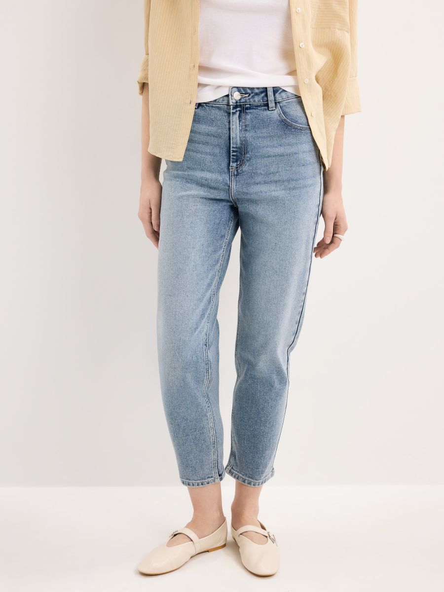 Blugi mom slim - Albastru - MOHITO