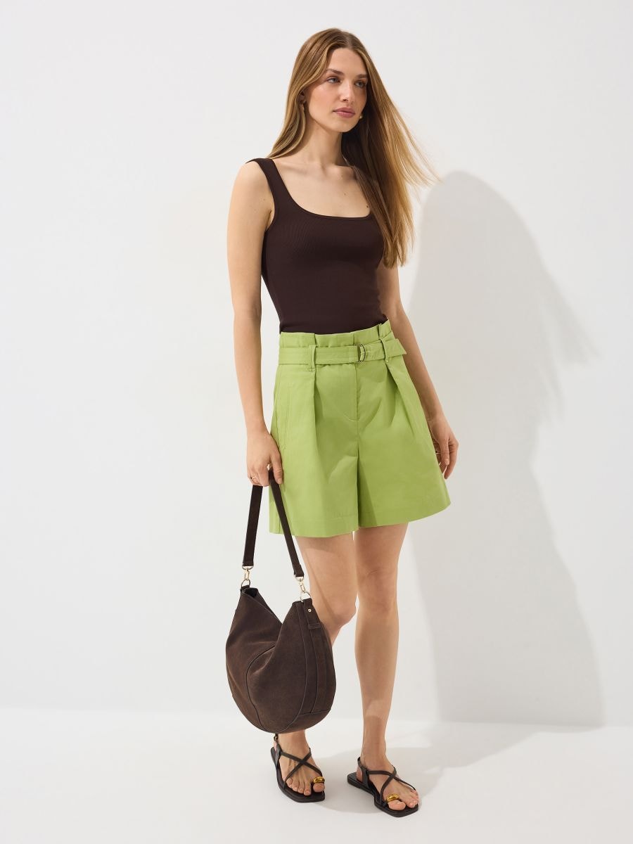 Szorty paperbag - neonowy - MOHITO