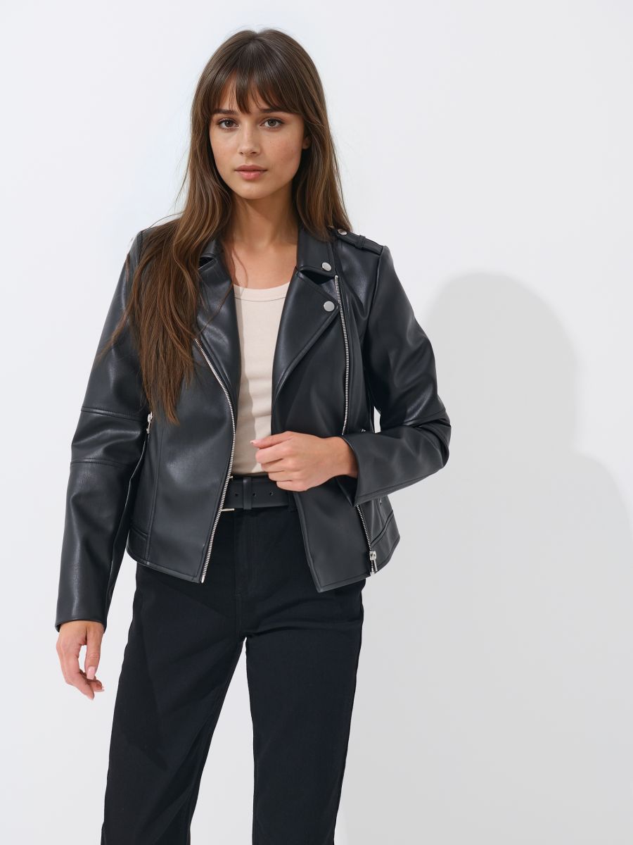 Czarna ramoneska - czarny - MOHITO