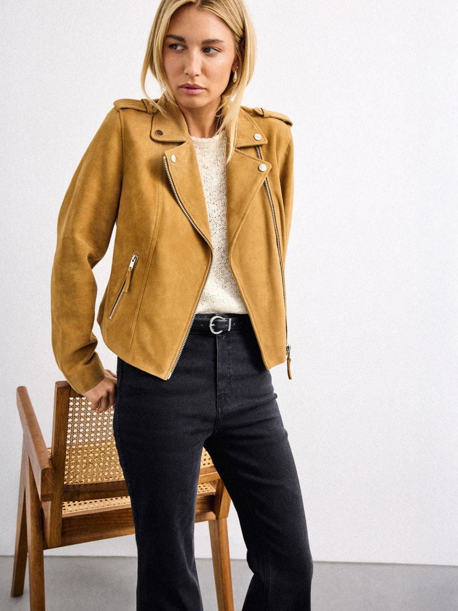 Zamszowa ramoneska Zamszowa ramoneska - brązowy - MOHITO