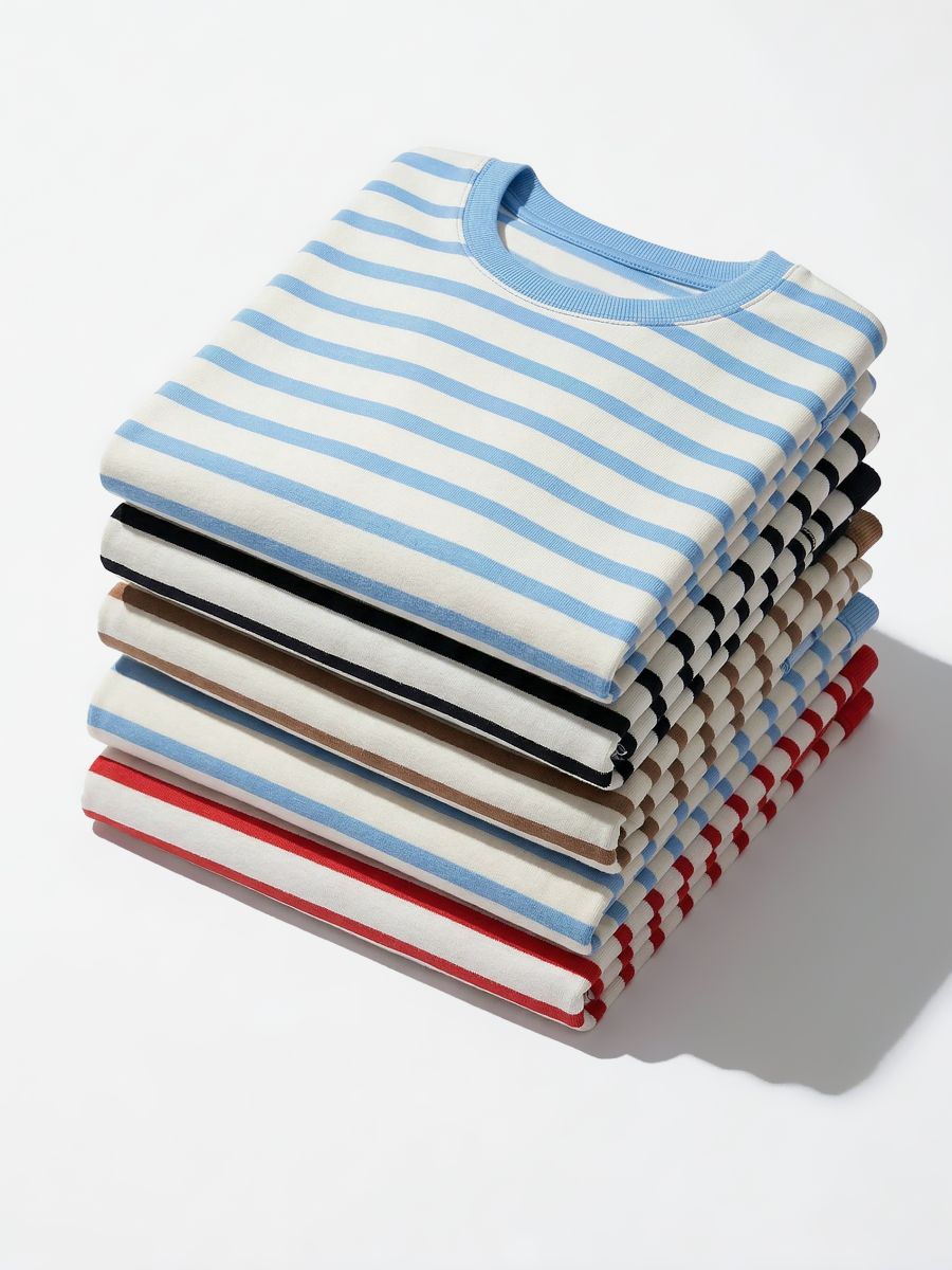 Bawełniany t-shirt w paski - błękitny - MOHITO