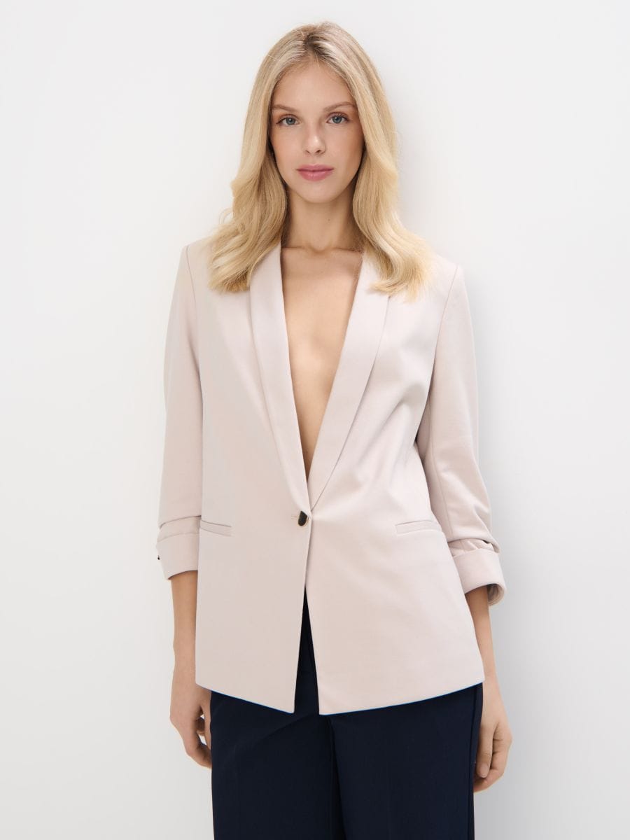 Beżowa marynarka z rękawem 3/4 - beżowy - MOHITO