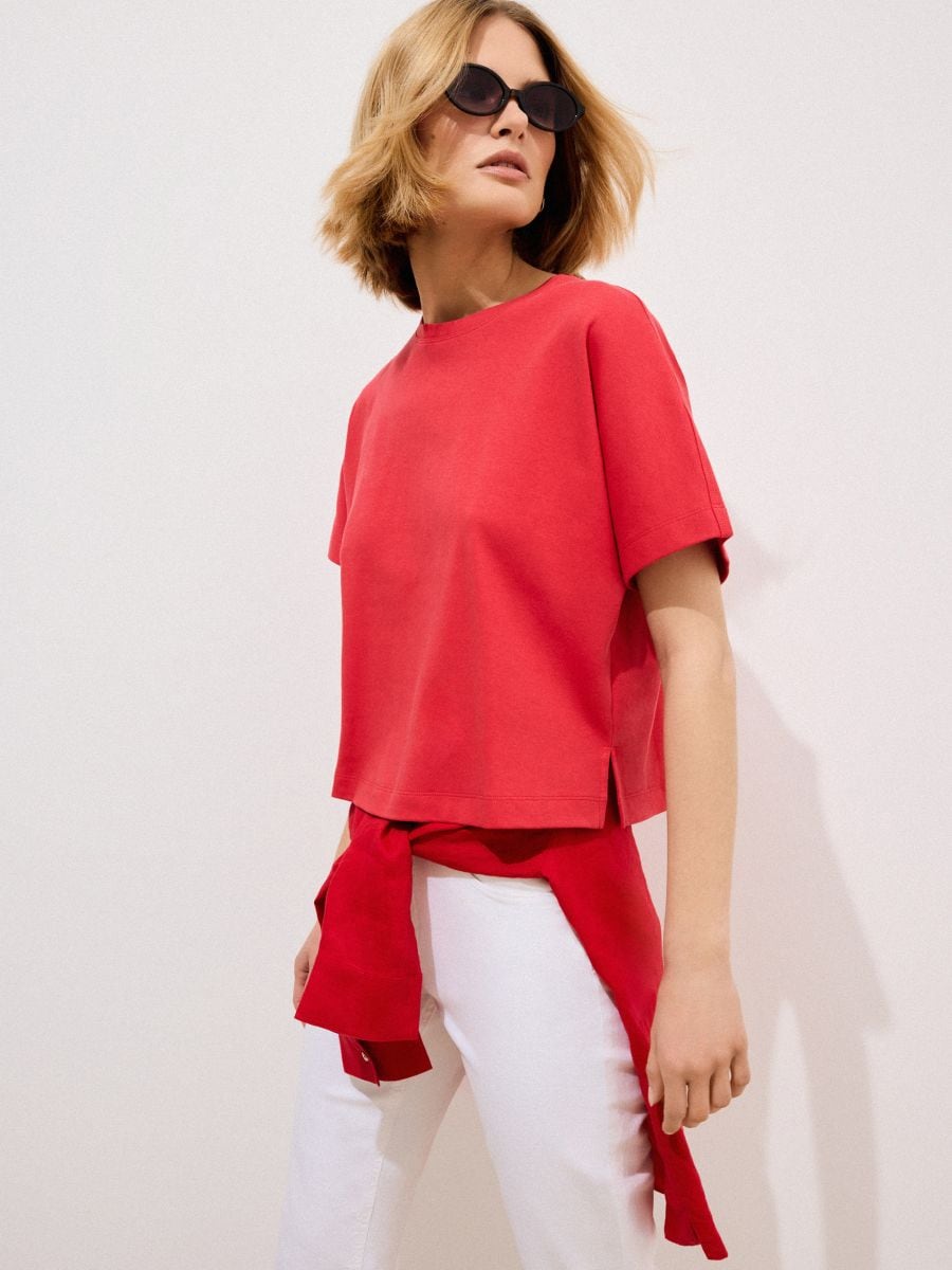 Tricou din bumbac - Roșu - MOHITO