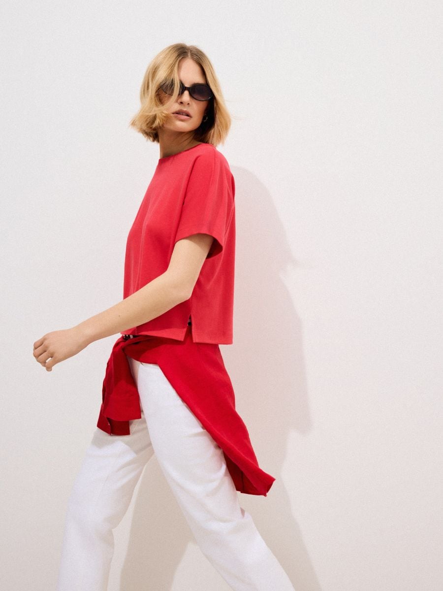 Tricou din bumbac - Roșu - MOHITO