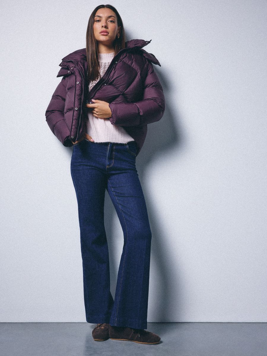 Puchowa burgundowa kurtka - mahoń - MOHITO