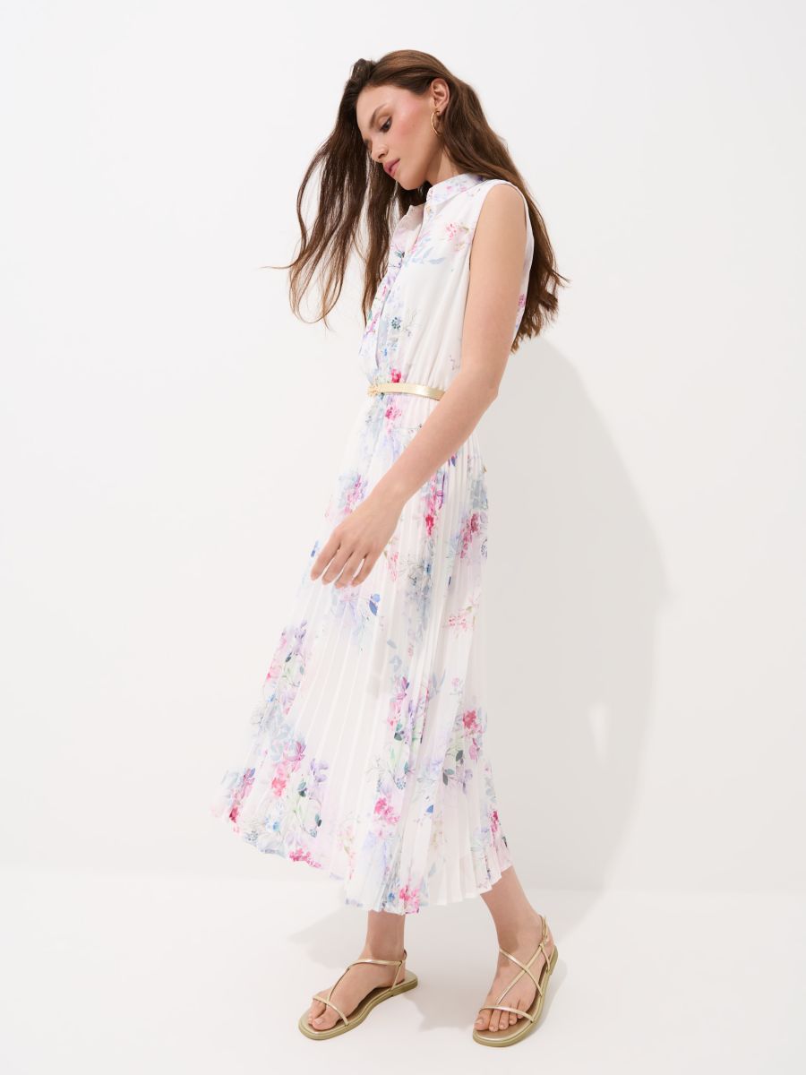 Rochie midi tip cămașă - Ivory - MOHITO