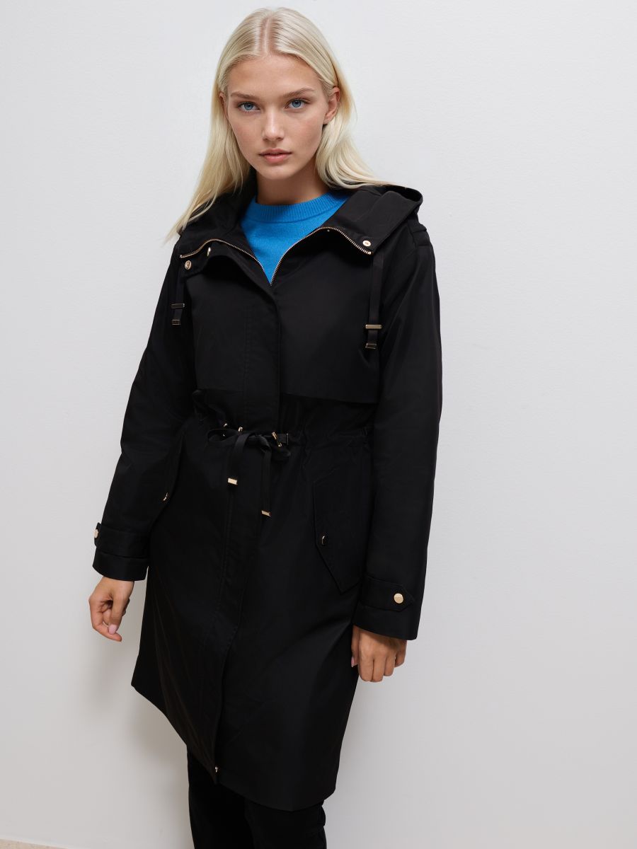 Kurtka czarna parka Kolor czarny - MOHITO - 724FH-99X