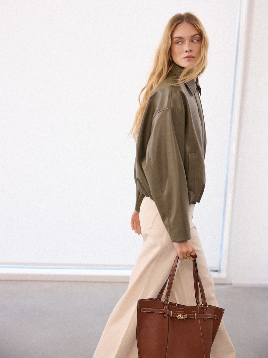 Brązowa torebka shopper - brązowy - MOHITO