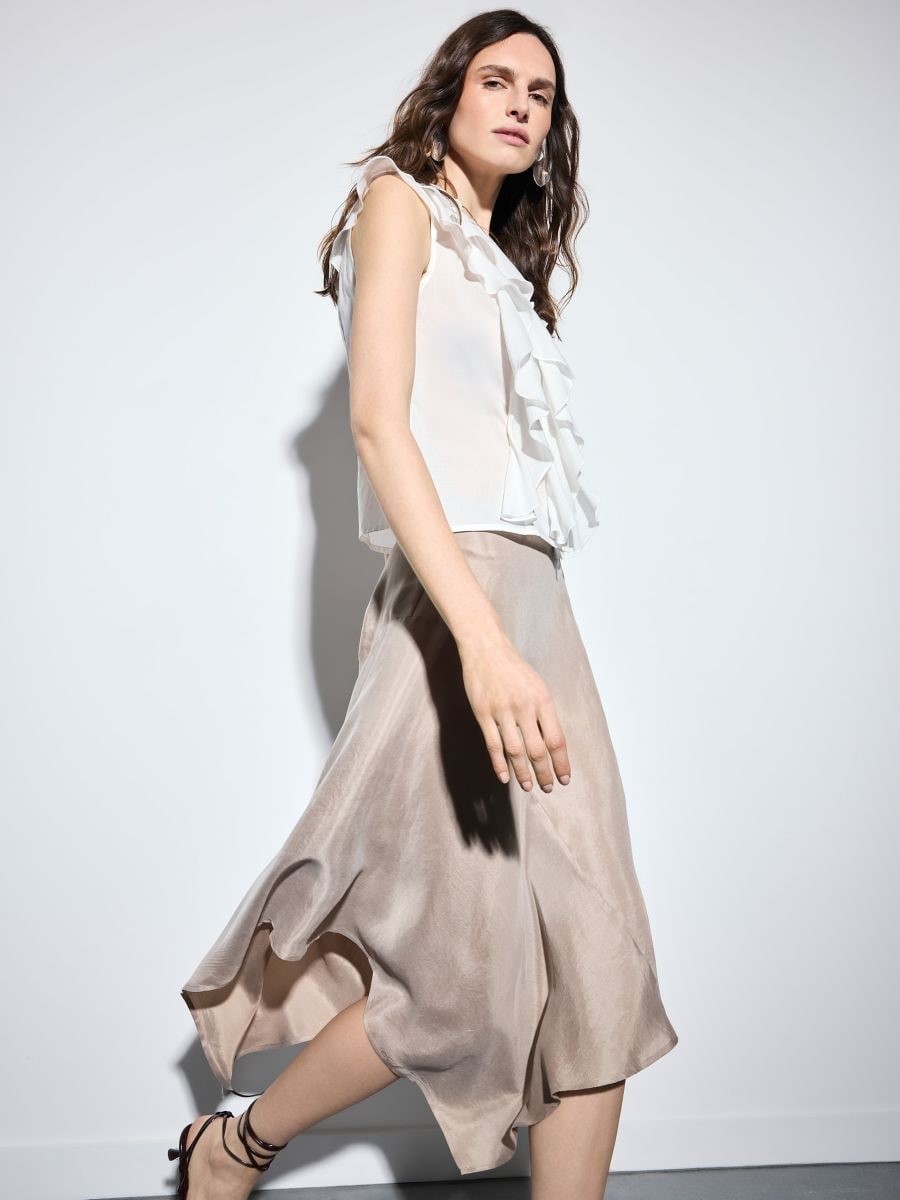 Fustă asimetrică - Beige - MOHITO