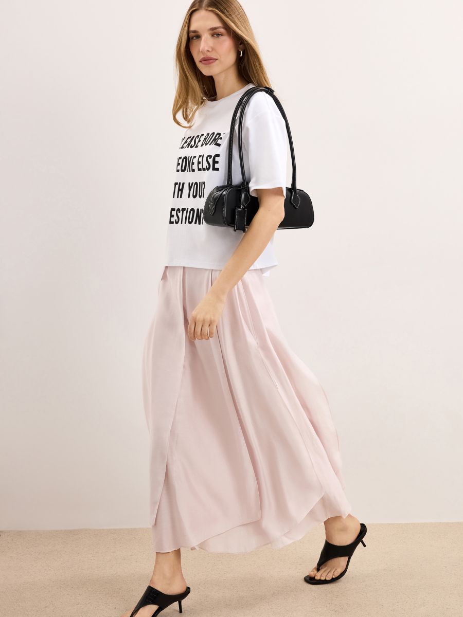 Spódnica midi o kroju litery A - pastelowy różowy - MOHITO