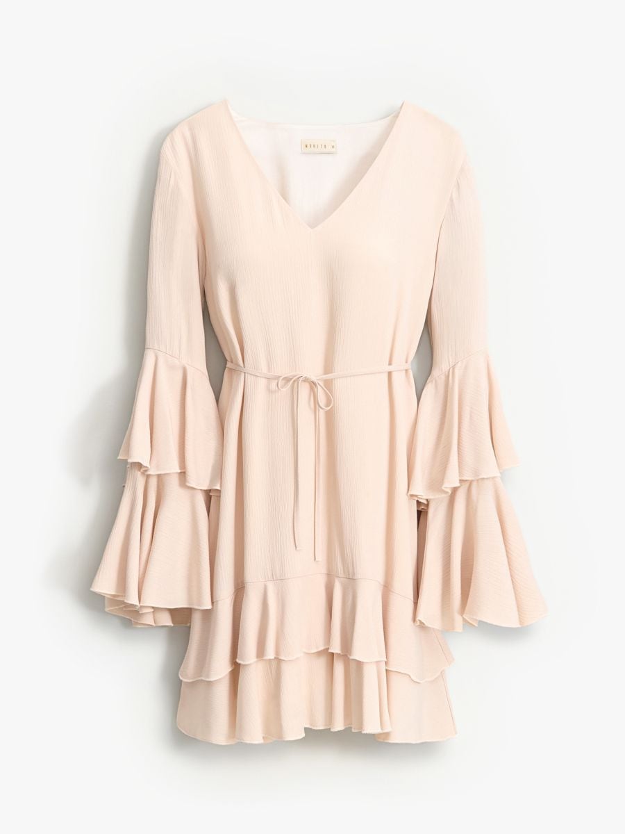 Sukienka mini w stylu boho - beżowy - MOHITO