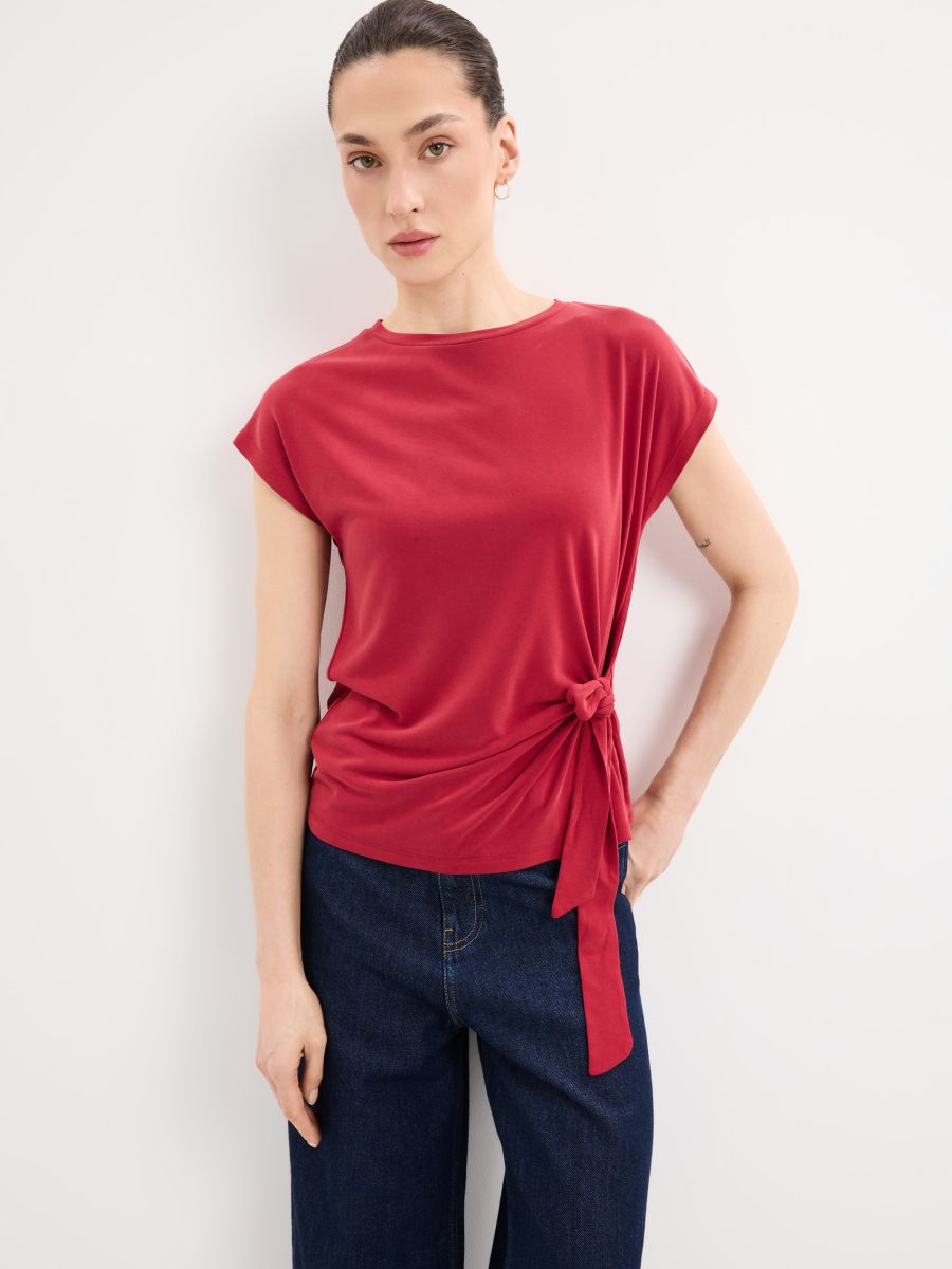 Bluzka z modalem - kasztanowy - MOHITO