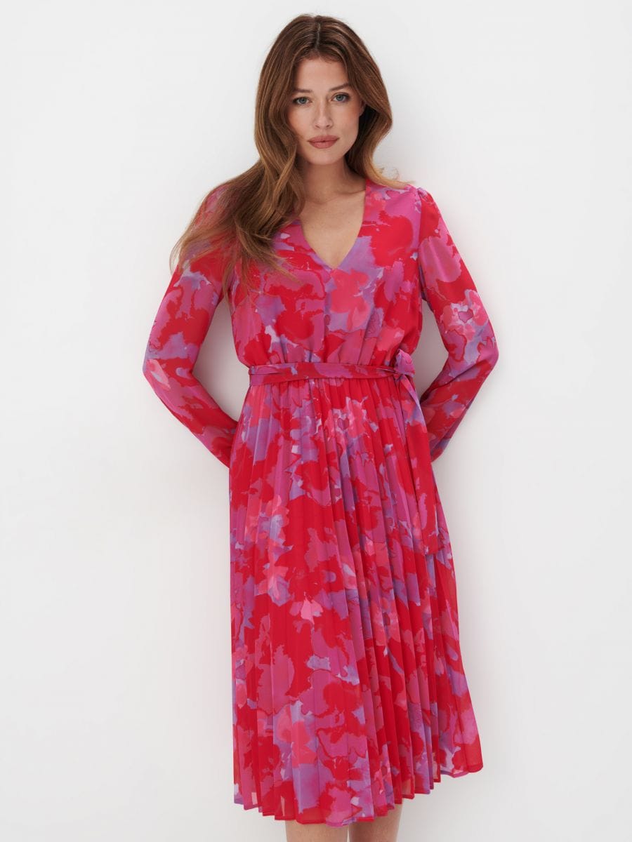 Sukienka midi z plisowanym dołem - fioletowy - MOHITO