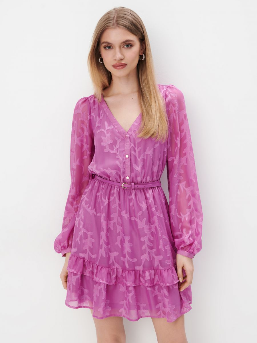 Sukienka mini z falbanami - fioletowy - MOHITO