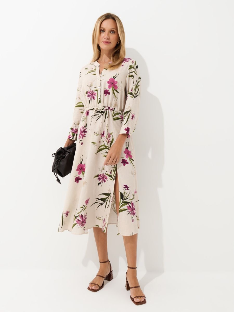 Rochie midi tip cămașă - Ivory - MOHITO