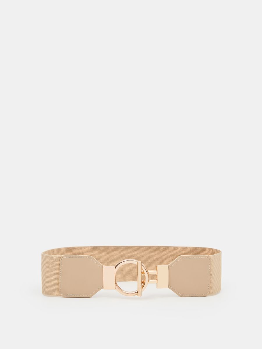 Szeroki pasek na gumie - beżowy - MOHITO