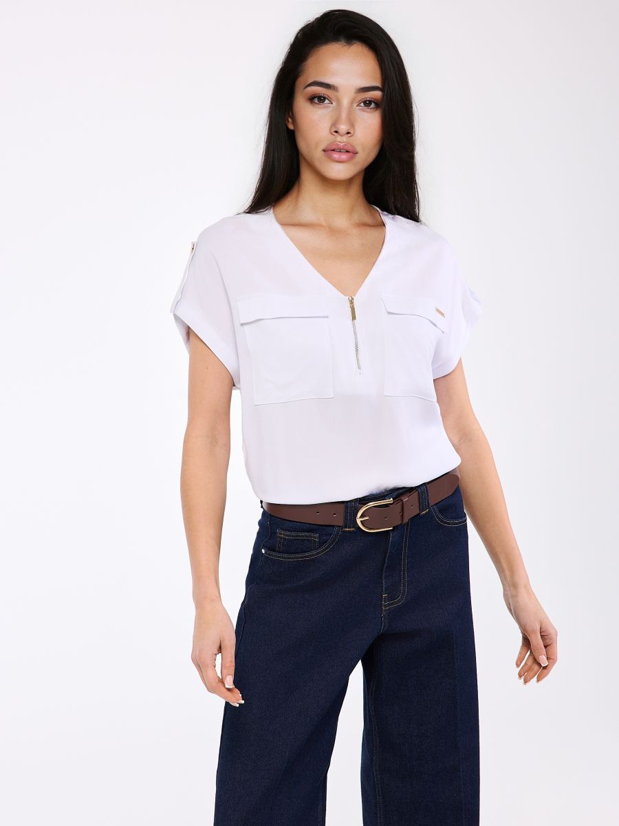 Bluzka z wiskozy - biały - MOHITO