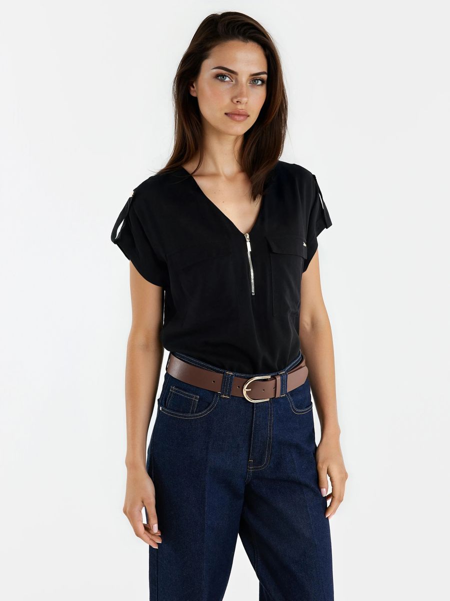 Bluzka z wiskozy - czarny - MOHITO