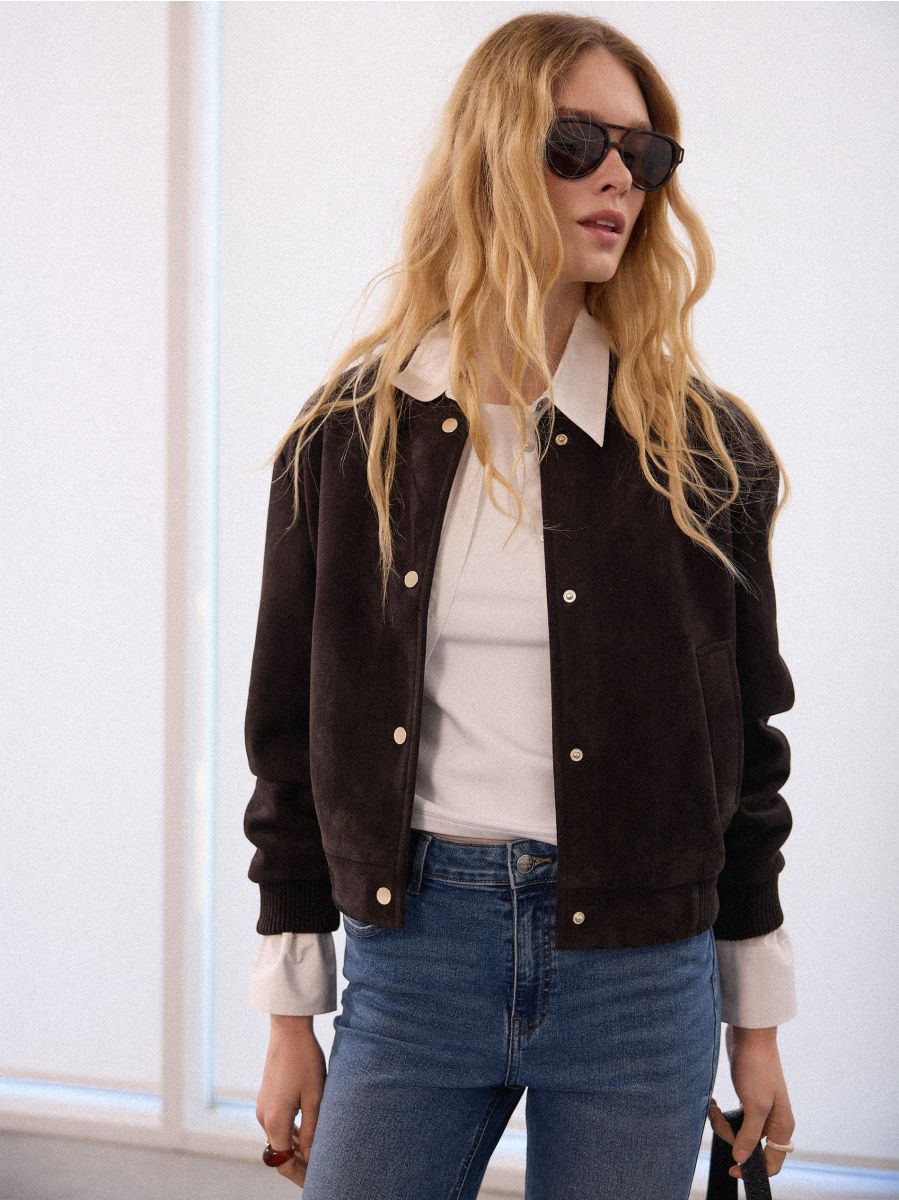 Kurtka bomberka Kurtka bomberka - ciemnobrązowy - MOHITO