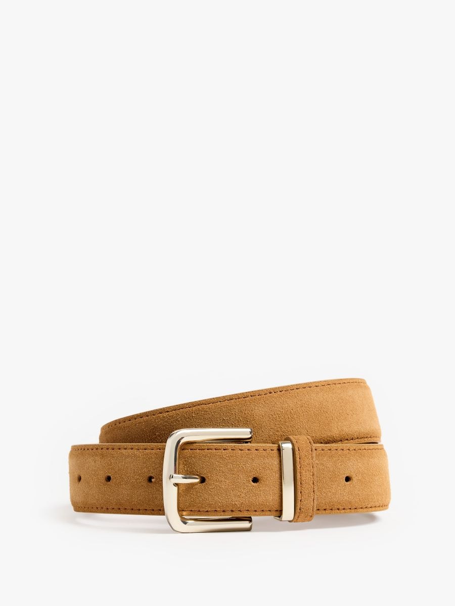 Skórzany pasek z klamrą - bursztynowy - MOHITO