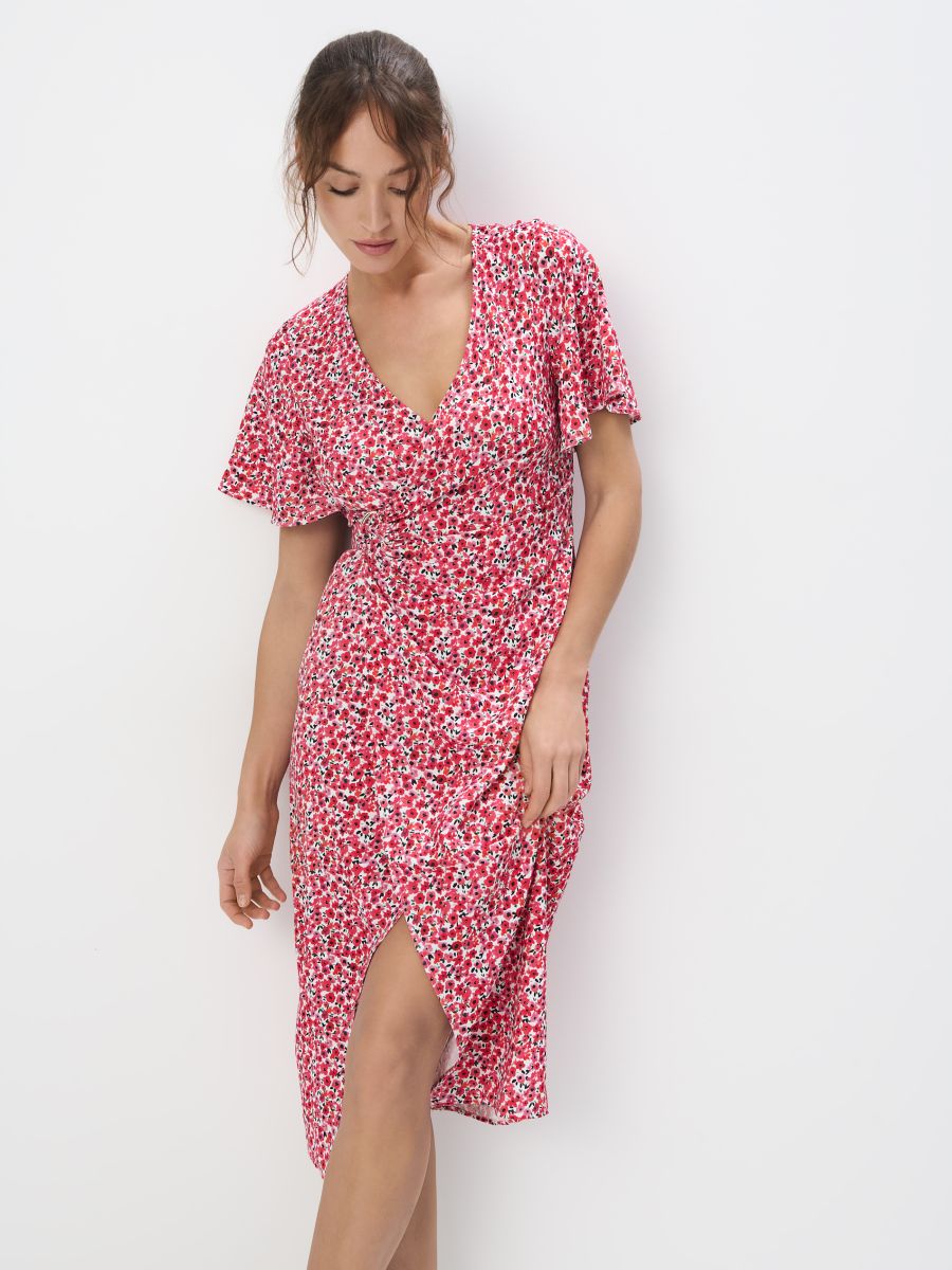 Rochie tip plic midi - Alb - MOHITO