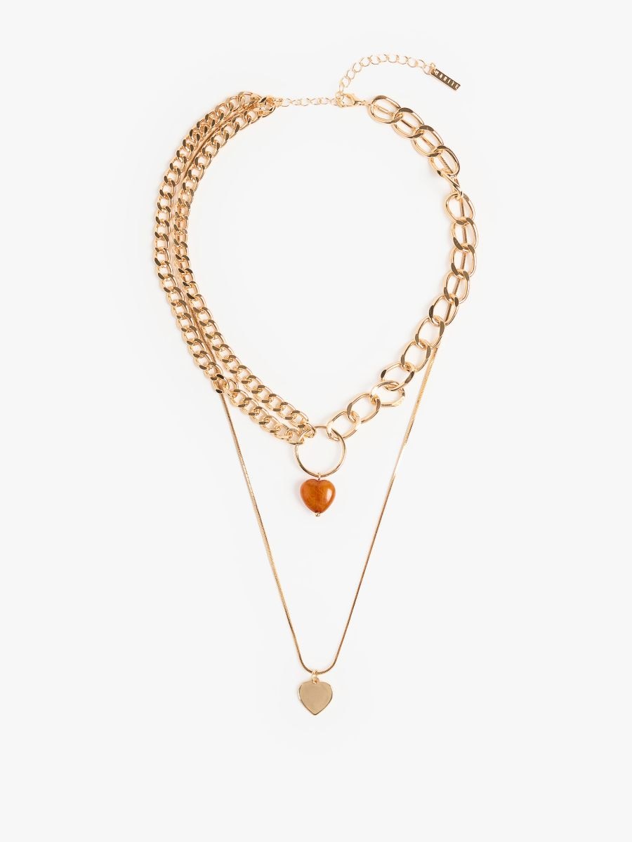 Podwójny naszyjnik - złoty - MOHITO