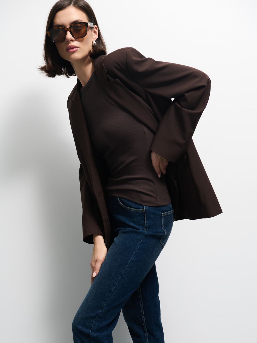 Jeansy mom Jeansy mom - granatowy - MOHITO