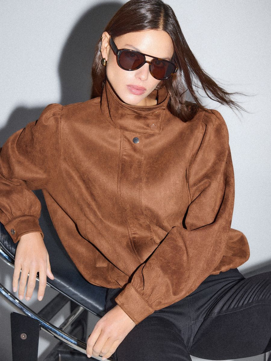 Geacă tip biker - Ocru - MOHITO