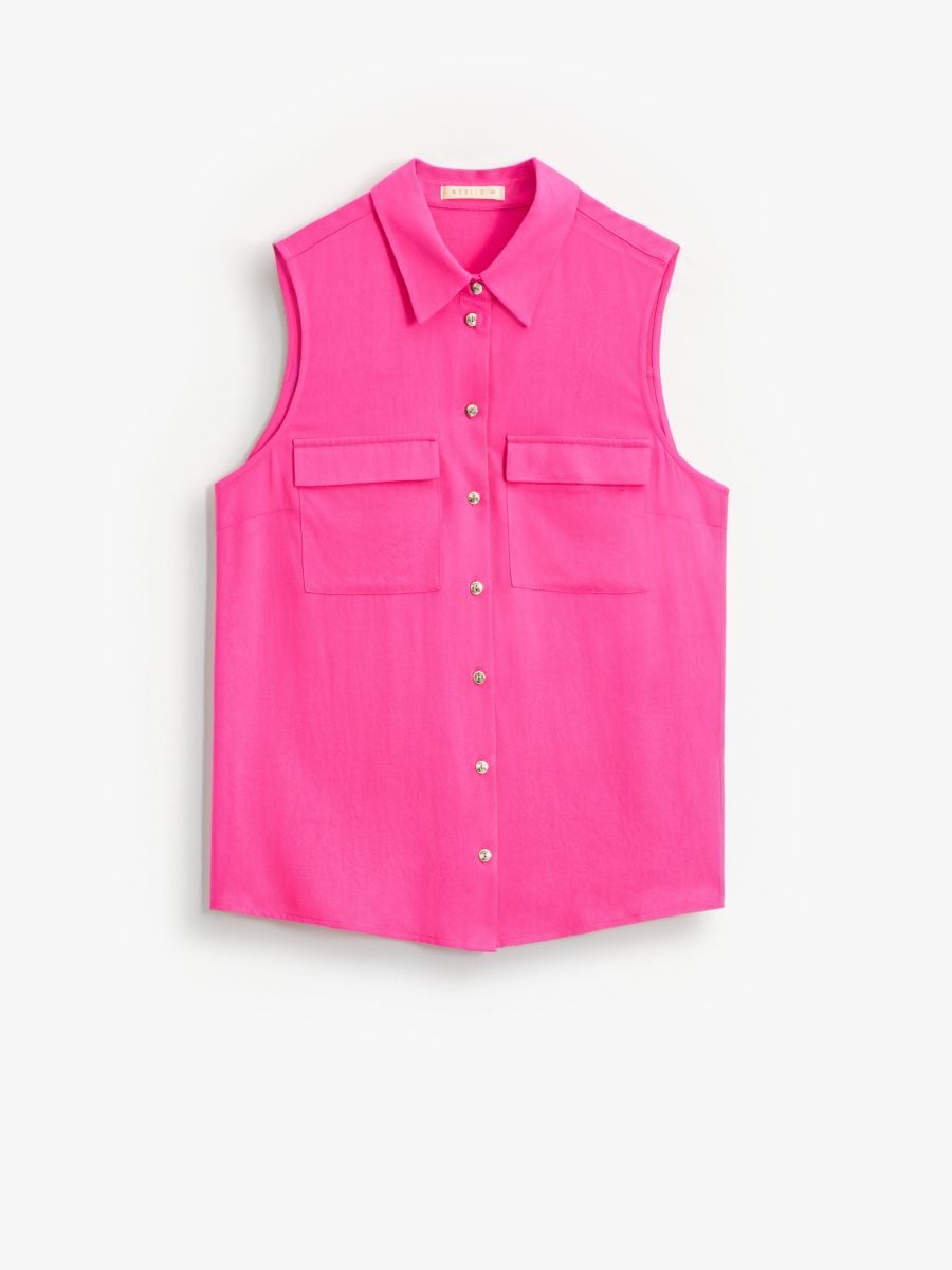 Koszula bez rękawków - fuksjowy - MOHITO