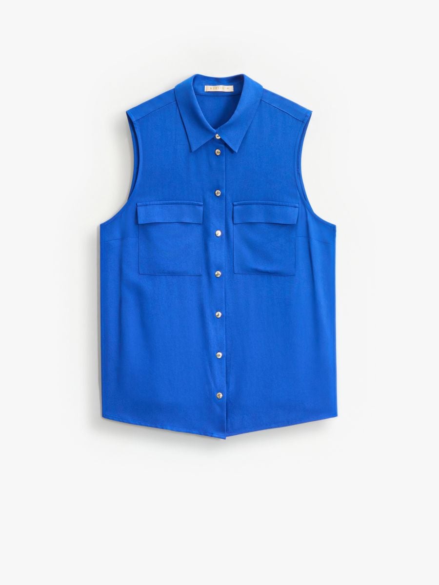 Koszula bez rękawków - granatowy - MOHITO