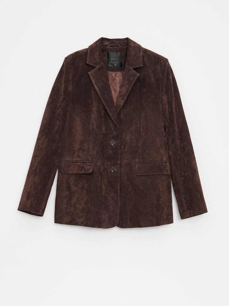 Skórzana marynarka oversize - brązowy - MOHITO