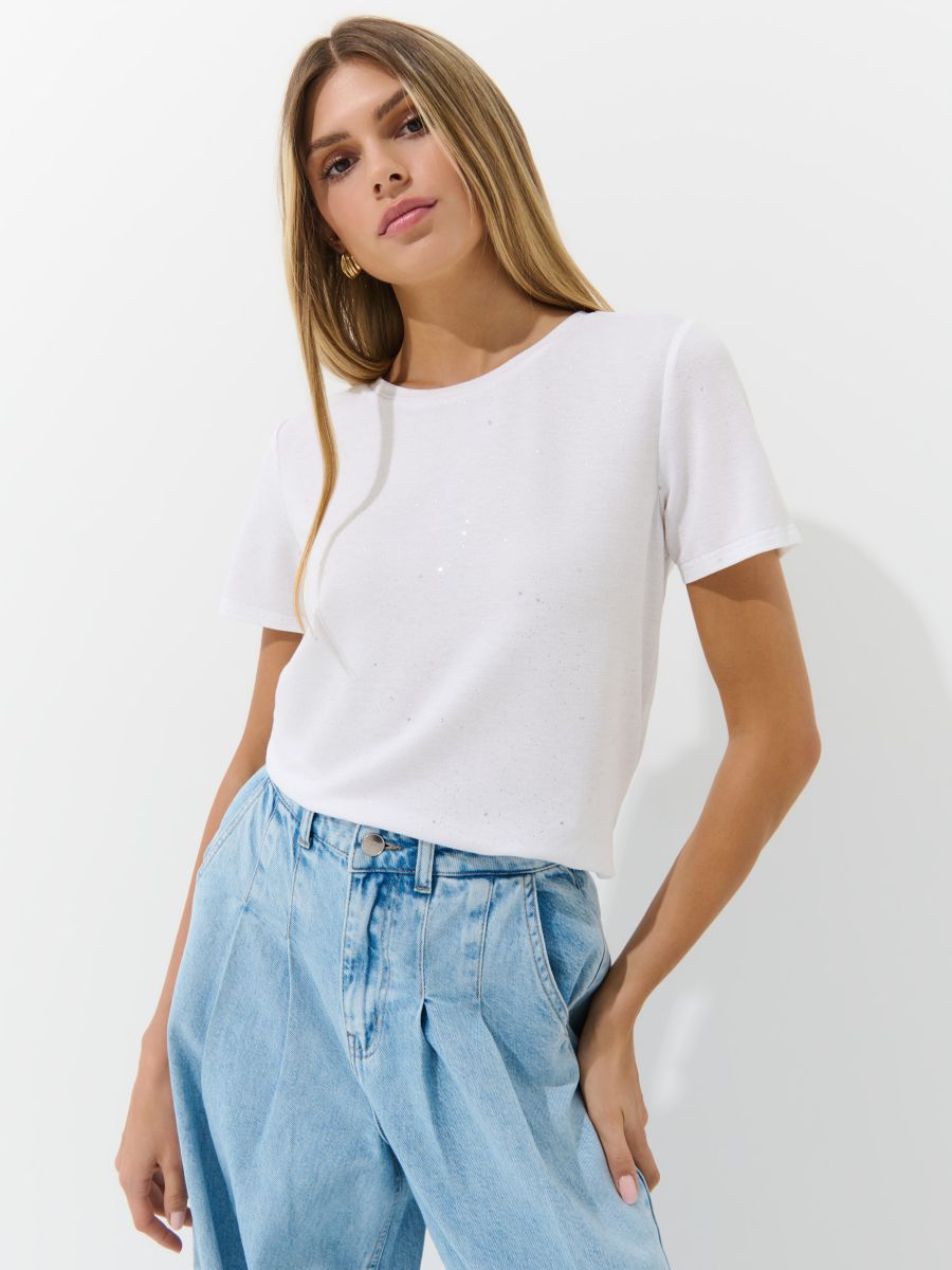 Tricou cu mâneci scurte - Alb - MOHITO