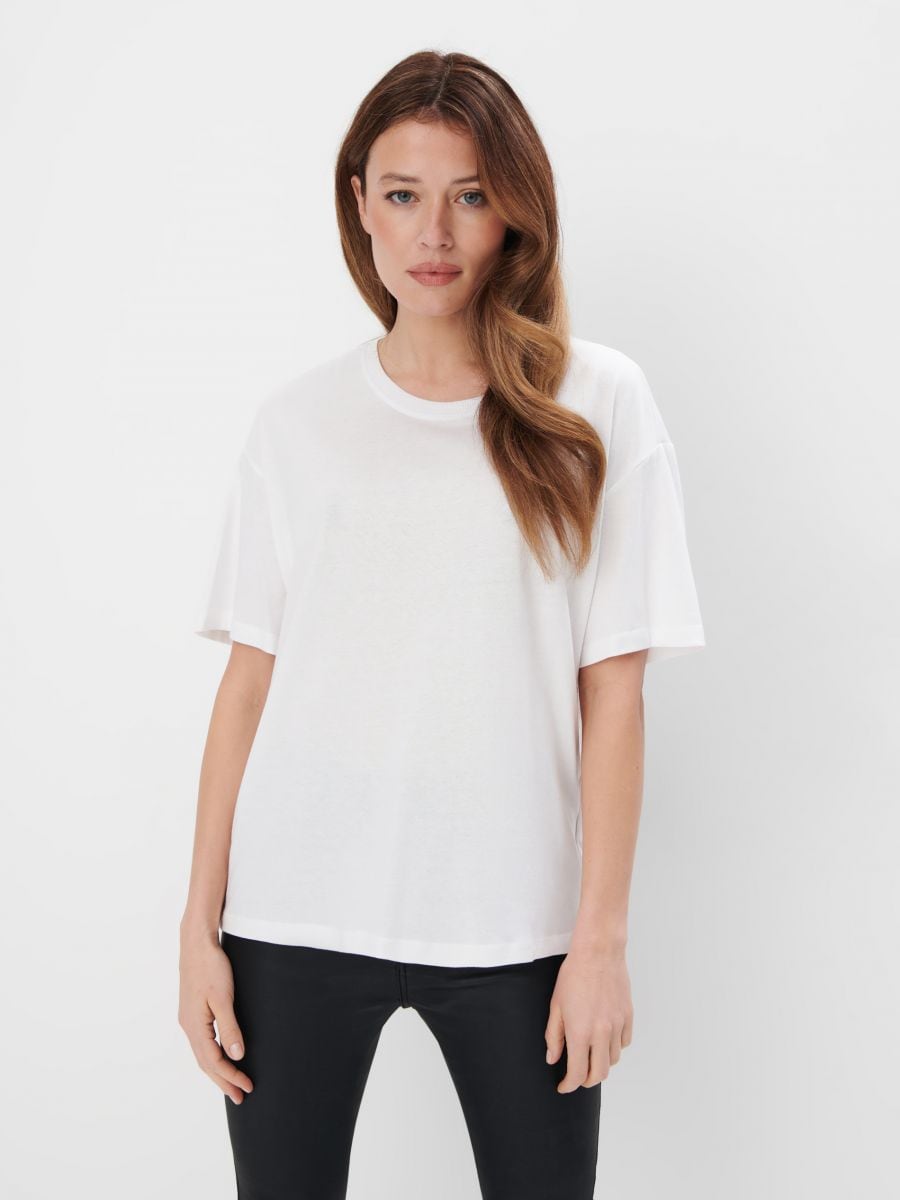 T-shirt oversize - Alb - MOHITO