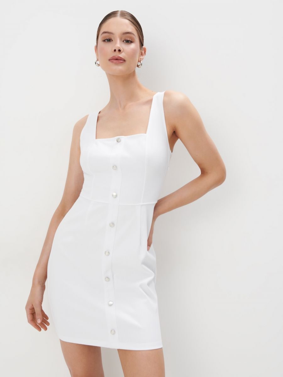Jeansowa sukienka mini - biały - MOHITO